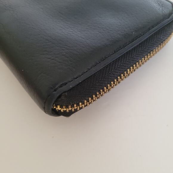 Tory Burch Thea Black Cowhide Leather Zip Around Large Wallet Long Clutch Tassel - Picture 10 of 10